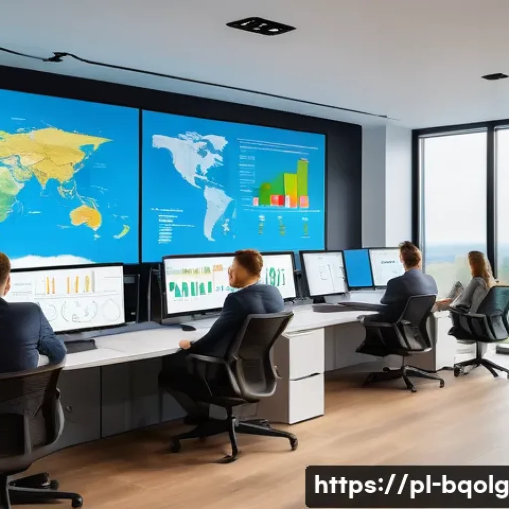 바이오연료 발전의 시장 조사를 위한 도구 - A modern office environment in Poland showing a diverse team of data analysts working collaborativel...