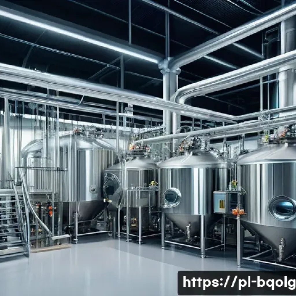 바이오연료 발전의 연구 및 개발 동향 - A modern biorefinery interior showcasing advanced fermentation technology: sleek stainless steel fer...