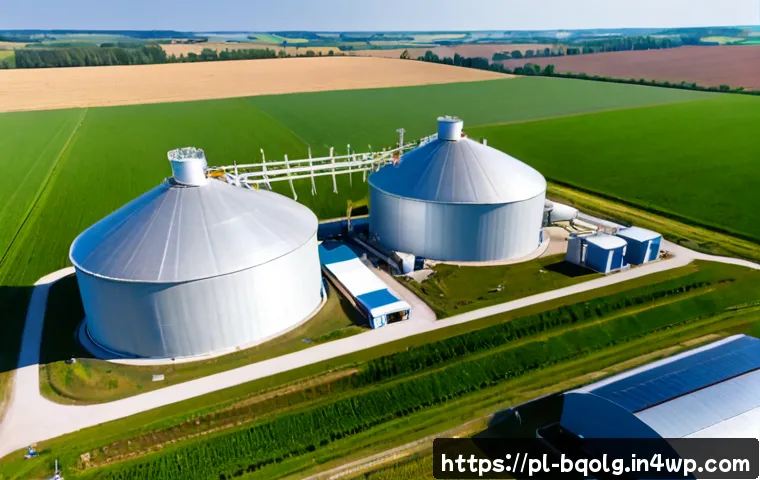 Home 17 바이오연료 발전의 기술 혁신 사례 - Photorealistic modern biogas power plant in the Polish countryside, stainless steel anaerobic digest...
